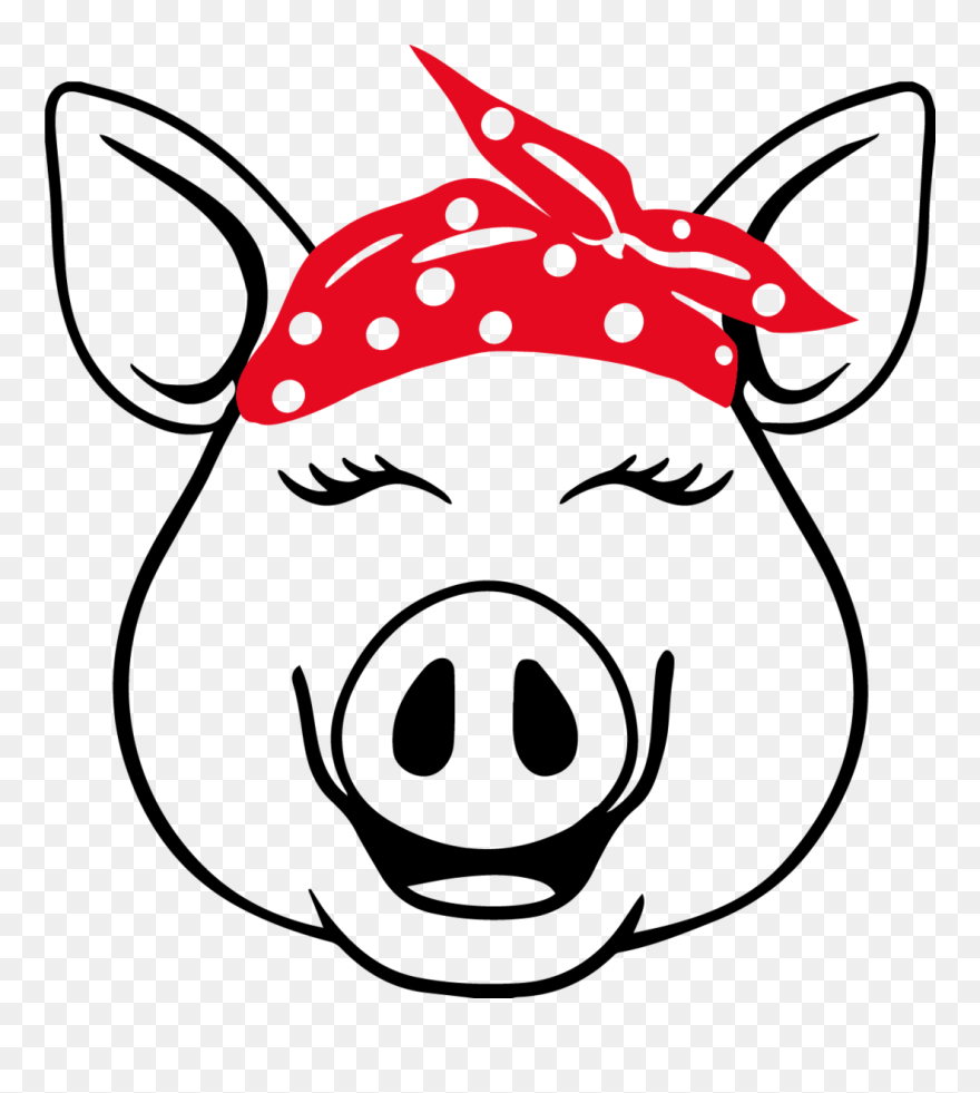 Pig With Bandana Svg Clipart