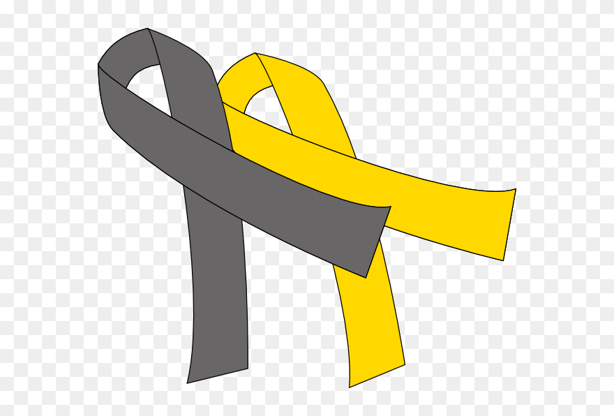 Yellow And Grey Cancer Ribbon Clipart
