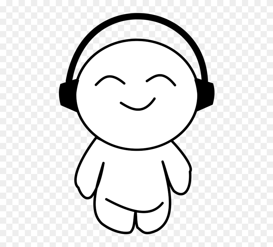 Emotion,monochrome Photography,happiness - Listening To Music Clipart Black And White - Png Download