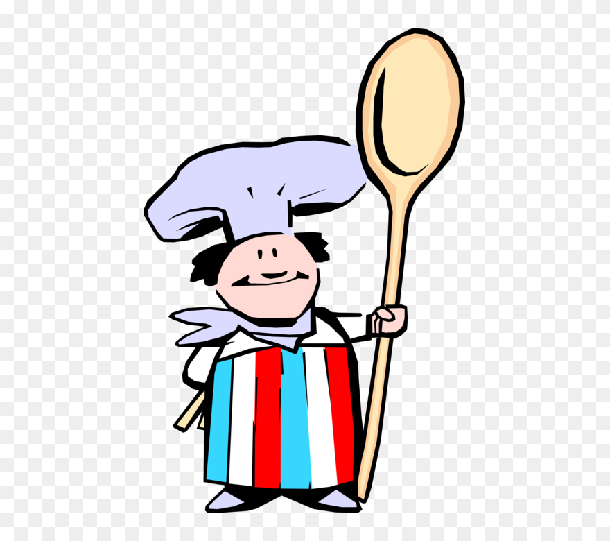 Vector Spoon Wooden - French Chef Cartoon Clipart