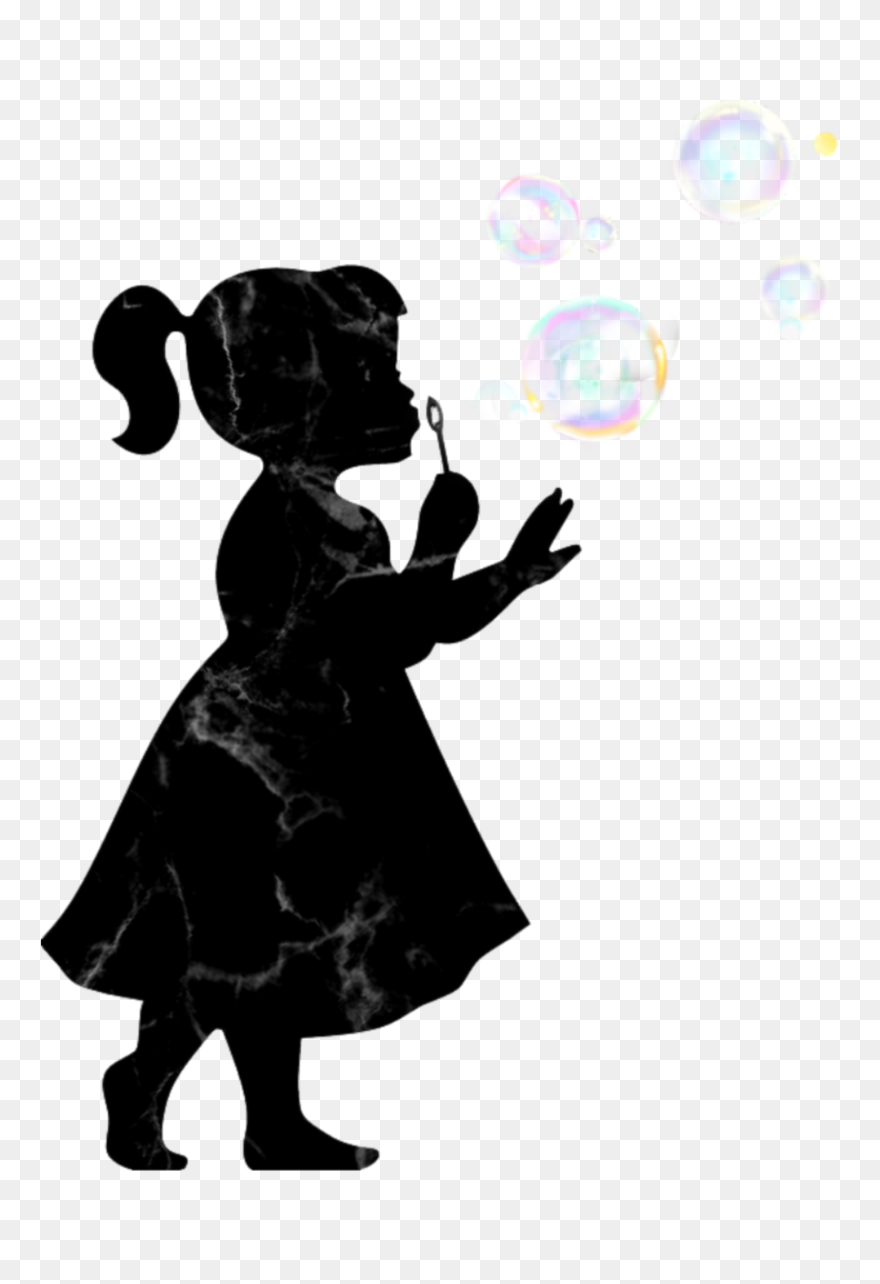 #black #schwarz #balloon #balloons #watercolor #waterballoons - Little Girl Silhouette Clipart - Png Download