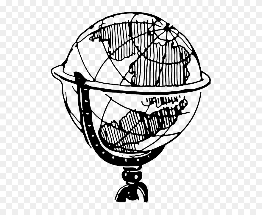 Black, Outline, Globe, Earth, Office, White - History Black And White Clipart