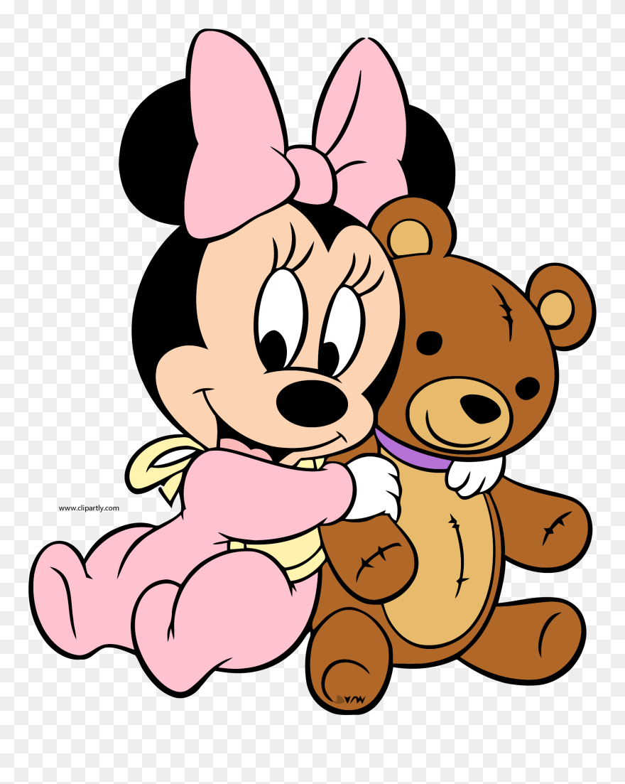 Baby Minnie Bear Toy Clipart Png - Baby Minnie Mouse With Bear Transparent Png