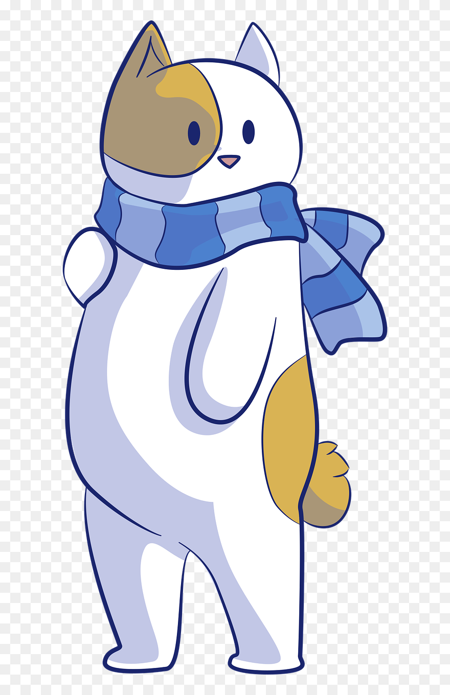 Logo, Cat W/scarf - Cat With Scarf Clipart - Png Download