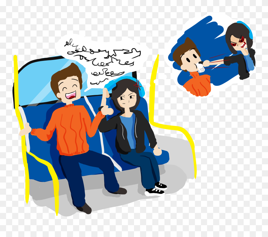 Banner Royalty Free Hanging Out With Clipart Talking - Talking People In The Bus Illustration - Png Download