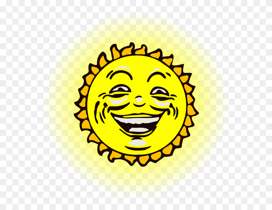 Yellow Smiling Sun - Sun With Face Transparent Clipart