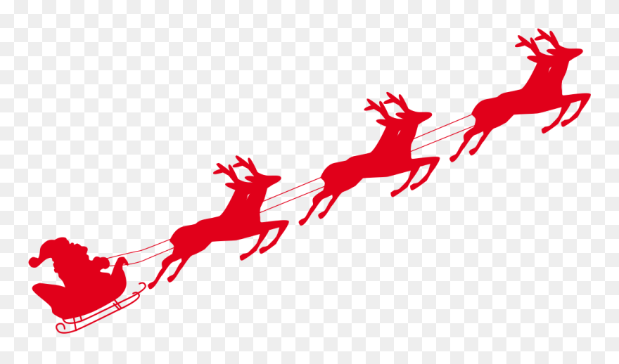 Santa"s Sleigh Png Download - Santa With Sleigh Png Clipart
