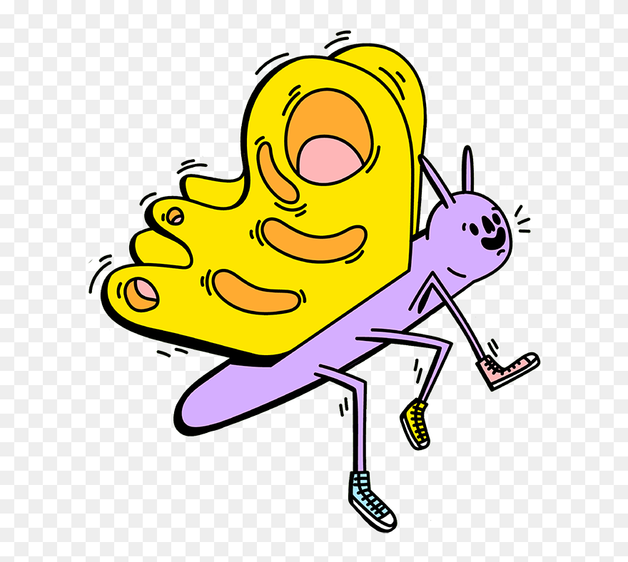 Ya Always Friendly Butterfly Flyer Flying Yellow Purple Clipart