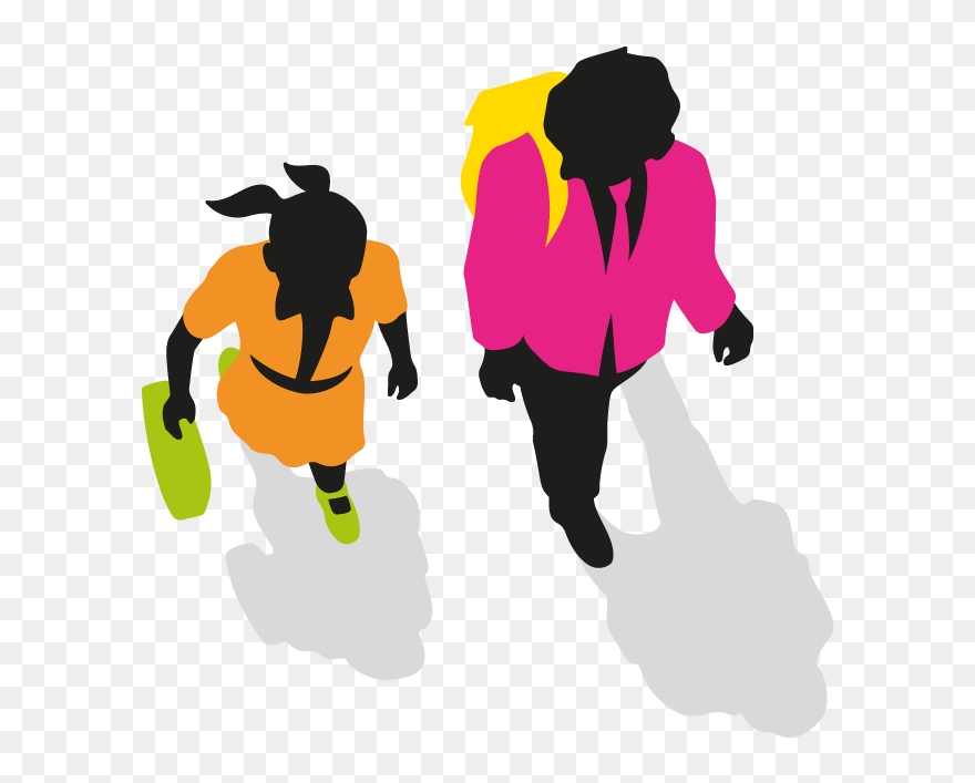Children Walking - Walking In Street Cartoon Png Clipart