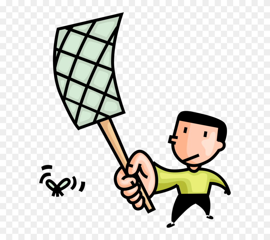 Vector Illustration Of Man Swats Flying Insect Bug - Swat A Fly Clipart - Png Download