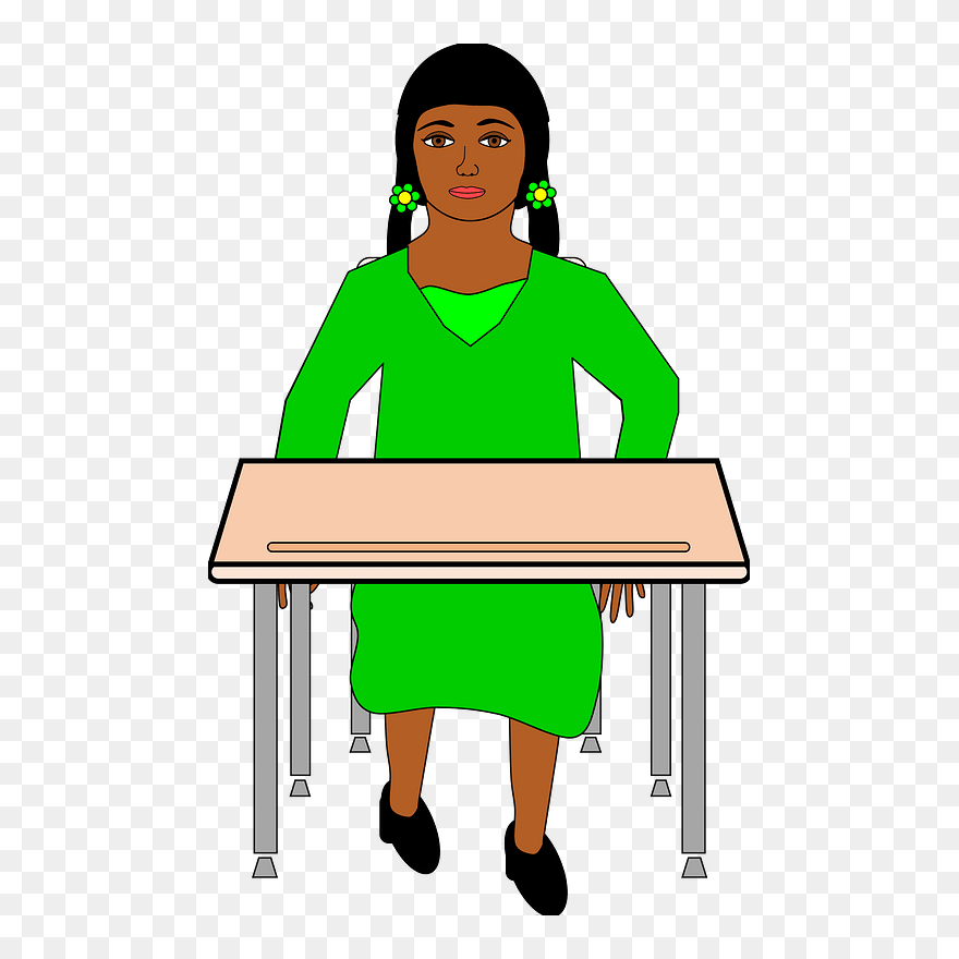 Girl Sitting At The Desk Clipart - Student In A Desk Clipart Transparent - Png Download