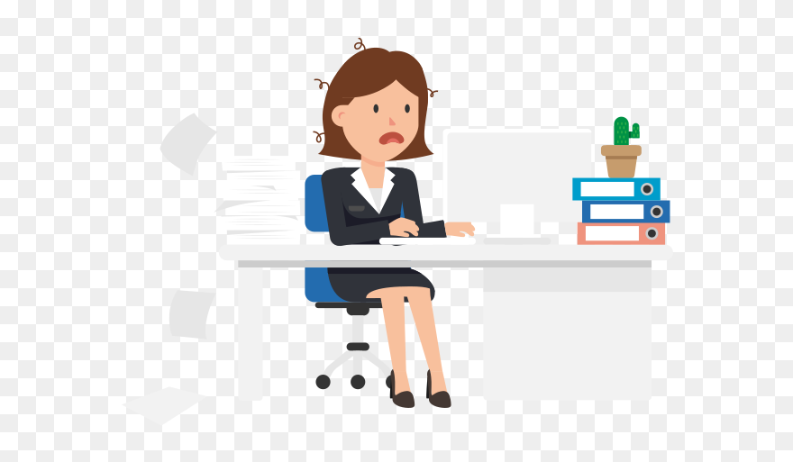Corporate Woman Being Stressed At Work - National Stress Awareness Day 2020 Clipart