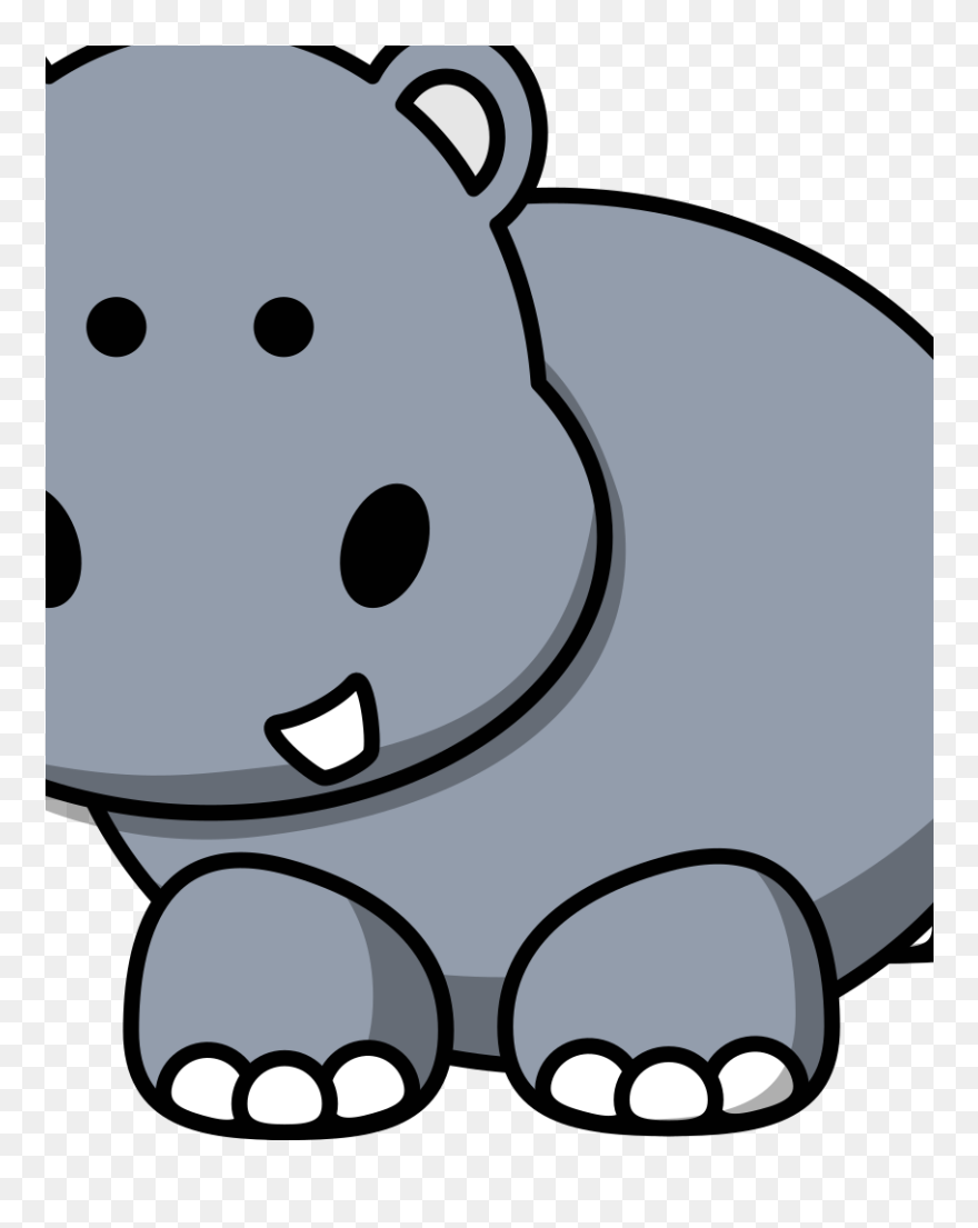 Side Hippo Svg Clip Arts - Cartoon Hippo Transparent Background - Png Download