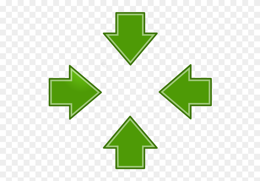 Green Arrows Inward 2 Clip Art At Pngio - Inward Arrow Transparent Png