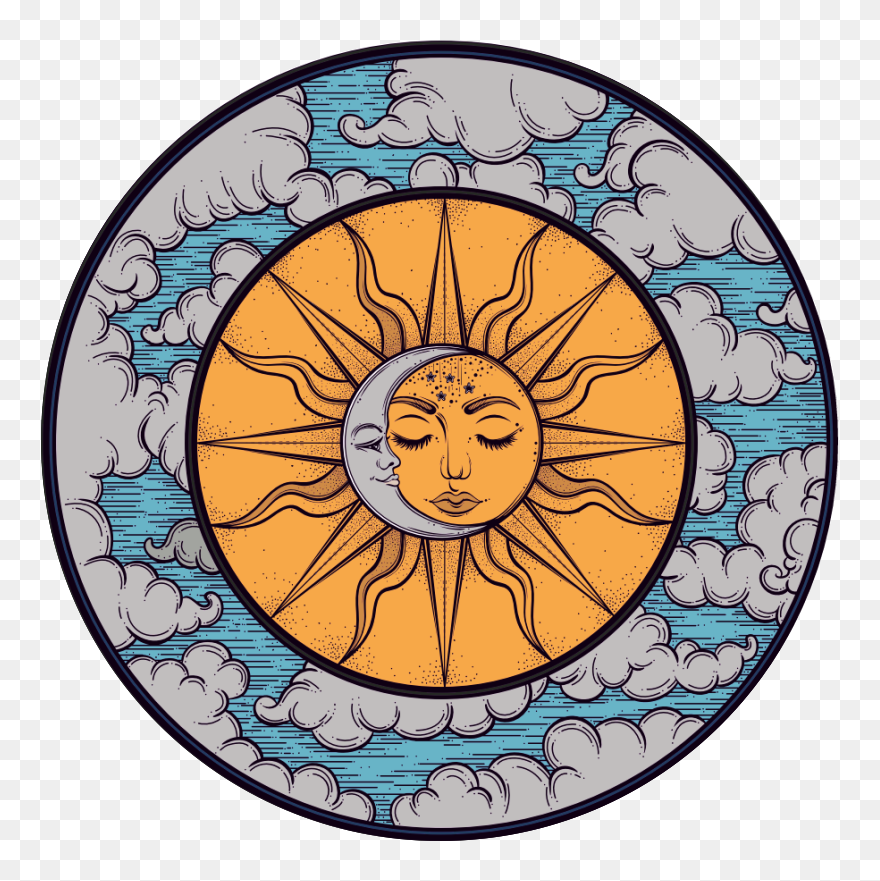 Hippie Sun And Moon Clipart