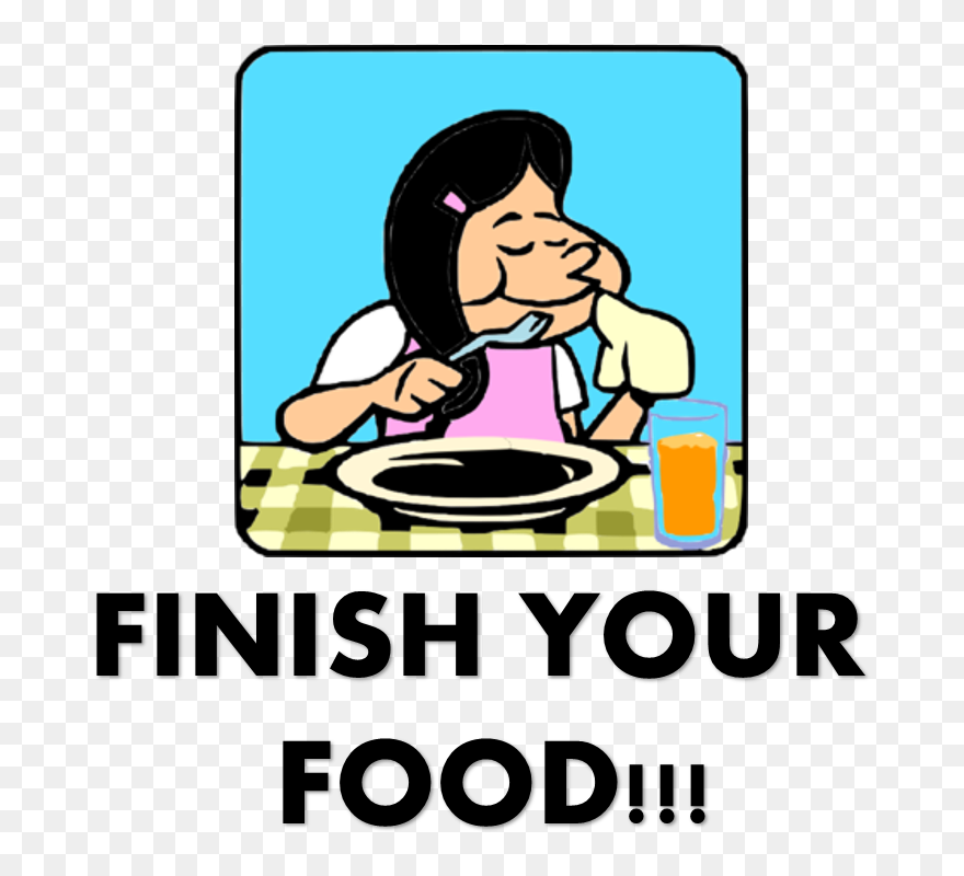 Plate With Food Clipart - Cartoon Girl Eating Breakfast - Png Download