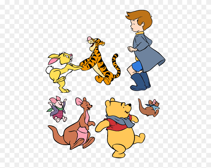 Pooh-friends3 - Winnie The Pooh Christopher Robin Characters Clipart