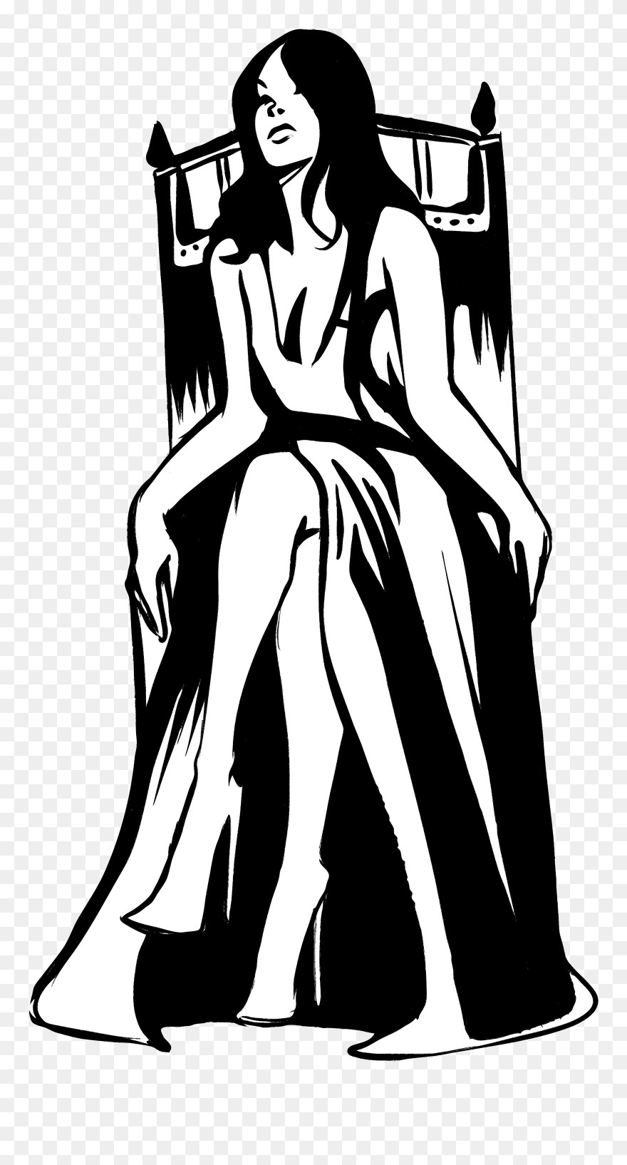 Drawing Queen Sitting On Throne Clipart