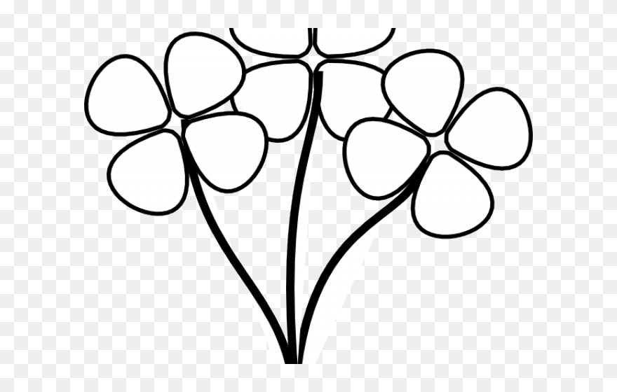 Black And White Clip Art Flowers - Png Download