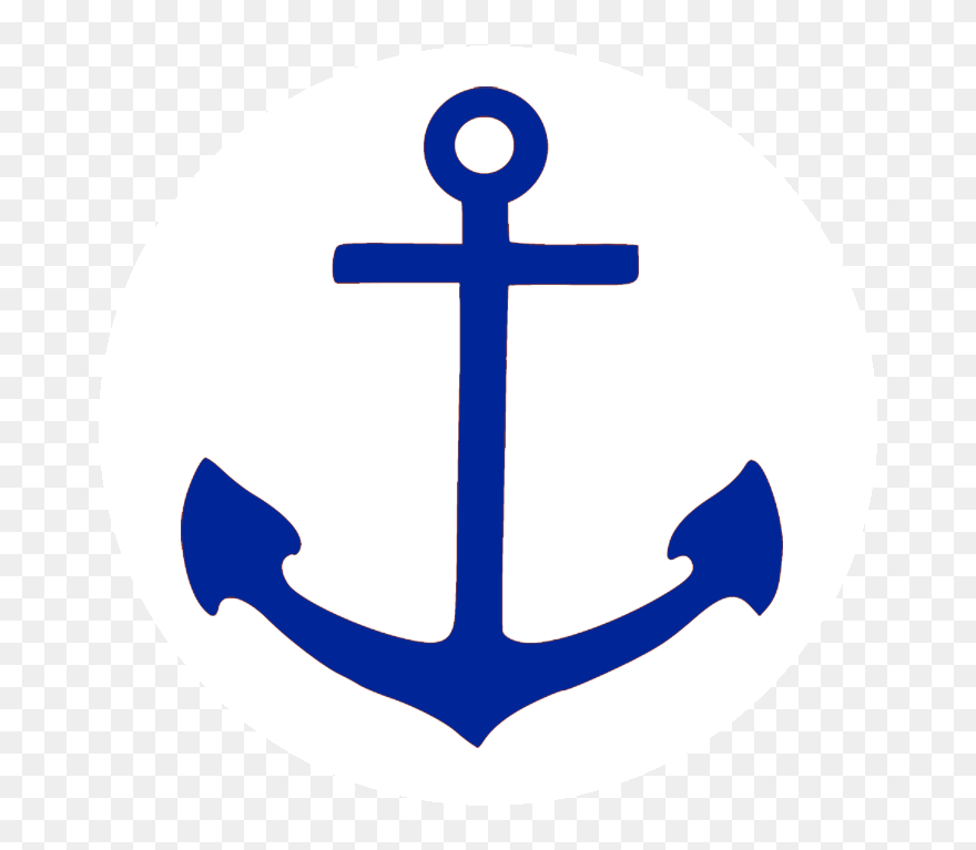 White Achor In Blue Circle Free Clipart Clipart Royalty - Transparent Background Blue Anchor Png