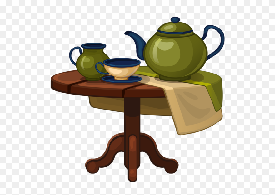 Teapot On The Table Cartoon Clipart