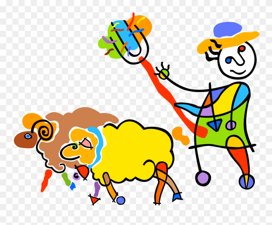 Transparent Shepherd With Sheep Clipart - Illustration - Png Download