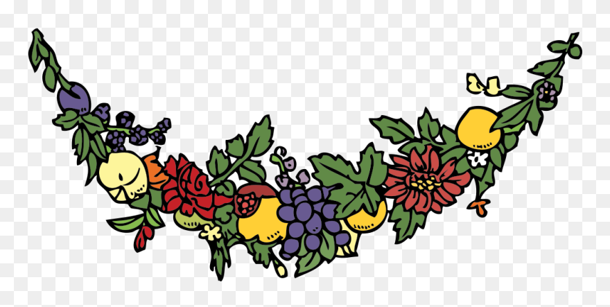 Flower And Fruit Festoon - Fruit Border Clip Art - Png Download