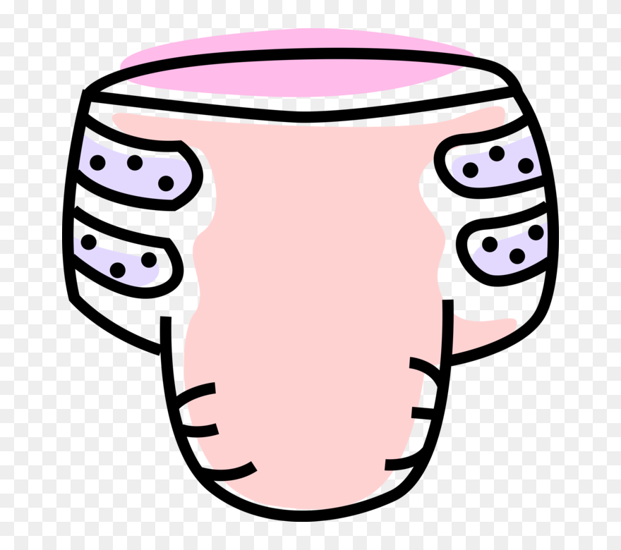 Vector Illustration Of Newborn Infant Baby Diaper Nappy - Diaper Clip