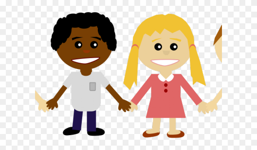 Cartoon Children Holding Hands - Kids Holding Hands Transparent Background Clipart
