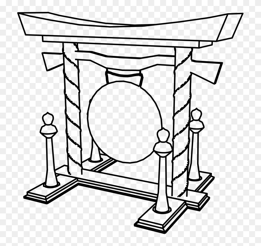 Line Art,recreation,angle - Chinese Gong Black & White Clipart