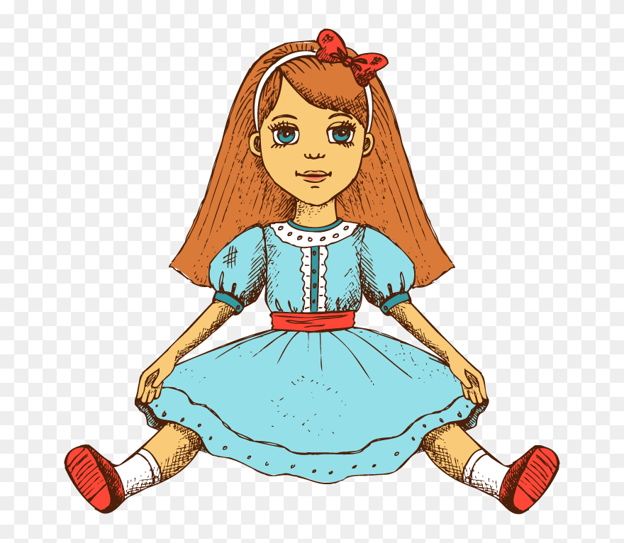 Doll Drawing Sitting Down Clipart