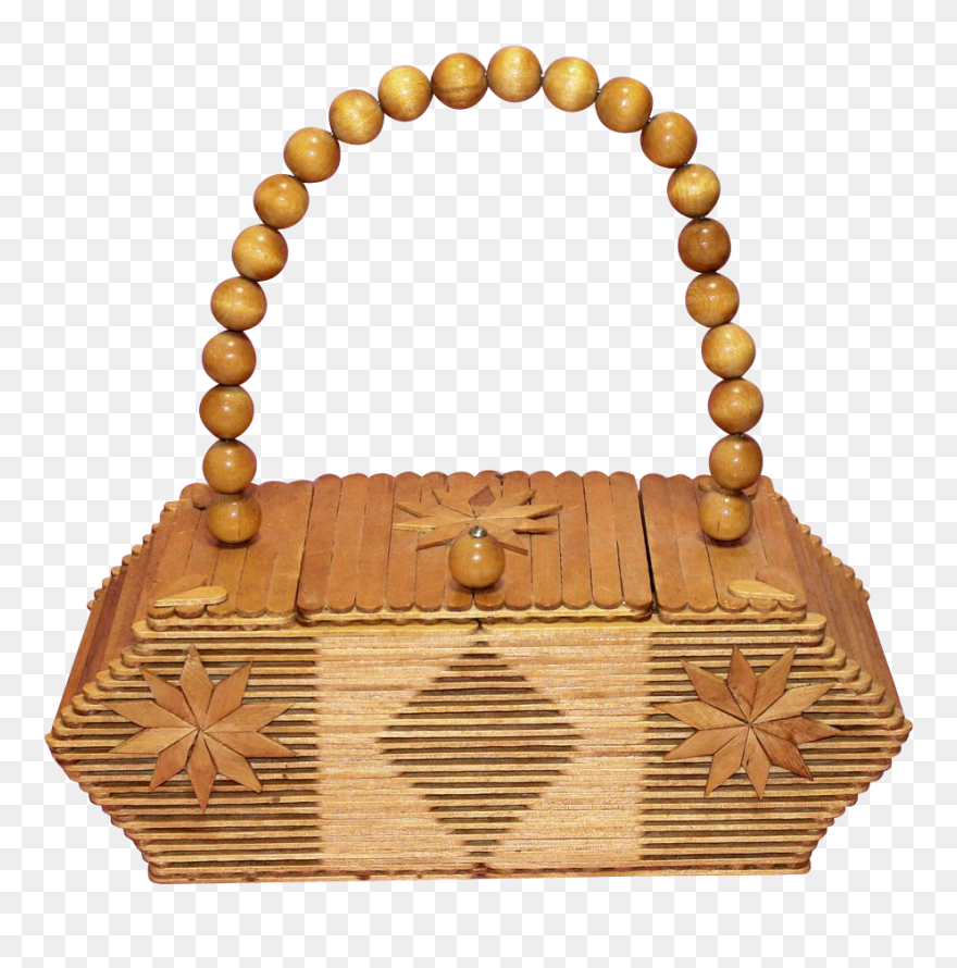 Vintage 60s Mod Folk Art Popsicle Stick Hand Bag/purse - Popsicle Stick Purse Clipart