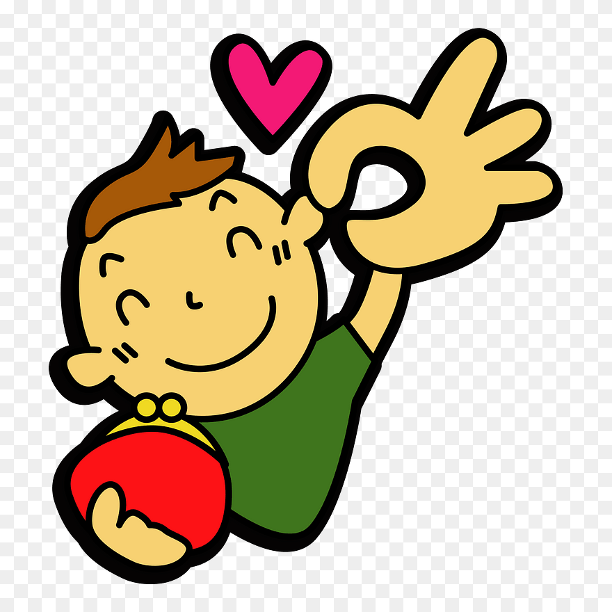 Man Ok Sign Purse Clipart - Png Download