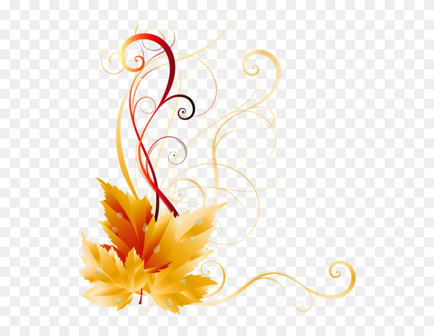 Transparent Fall Leaves Decor Picture Backgrounds, - Side Border Design Png Clipart