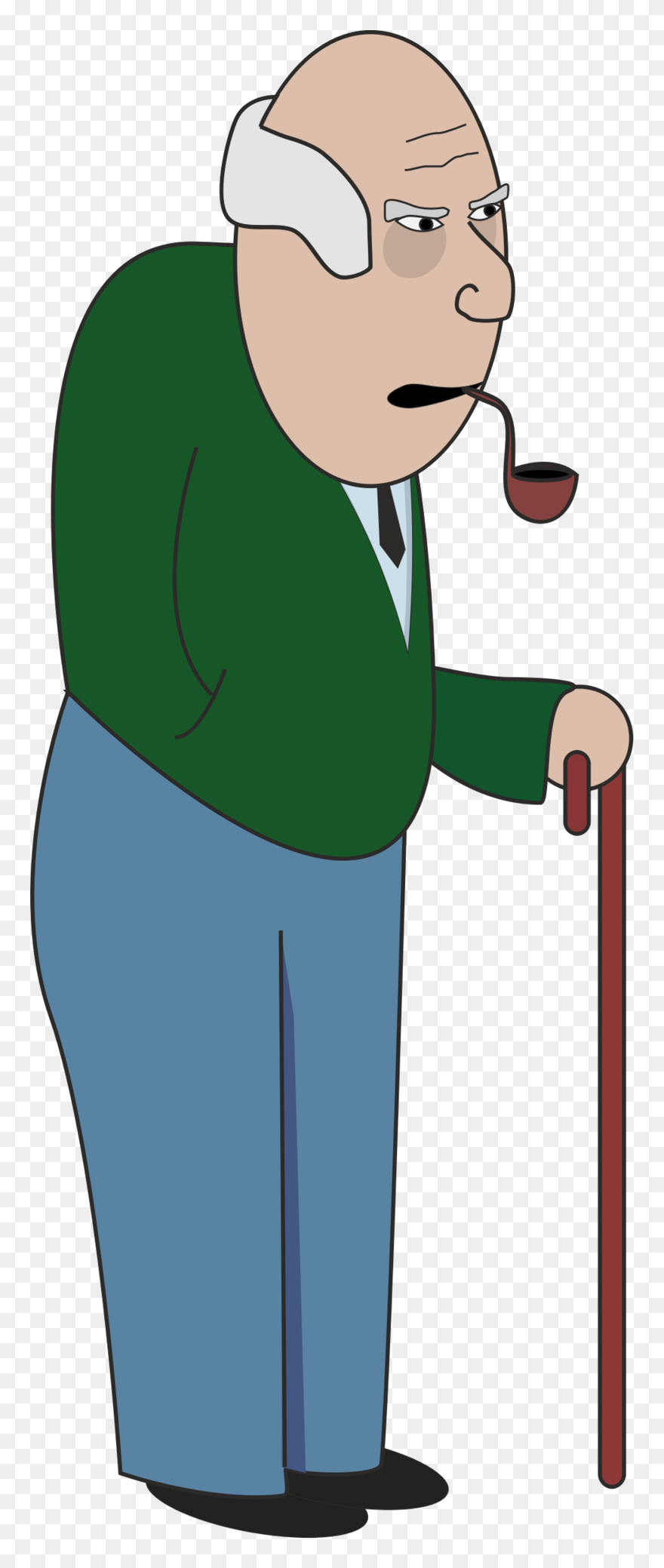 Uomo Anziano Con Una Canna E Tubo Di Fumo Immagine - Cane Grandpa Clipart