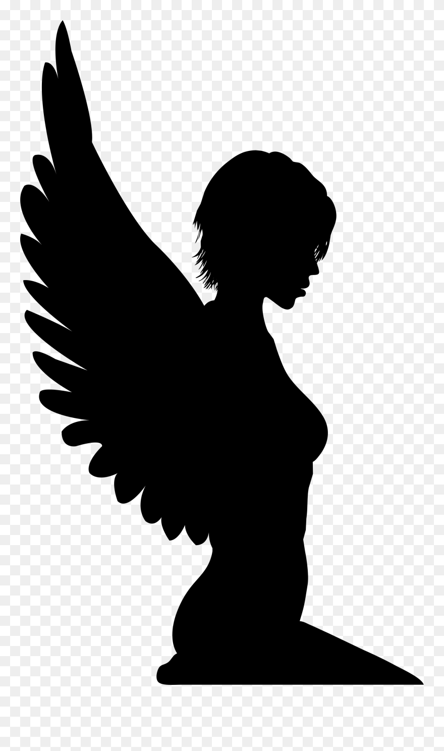 Woman With Wings Silhouette- - Angel Wings Silhouette Clipart