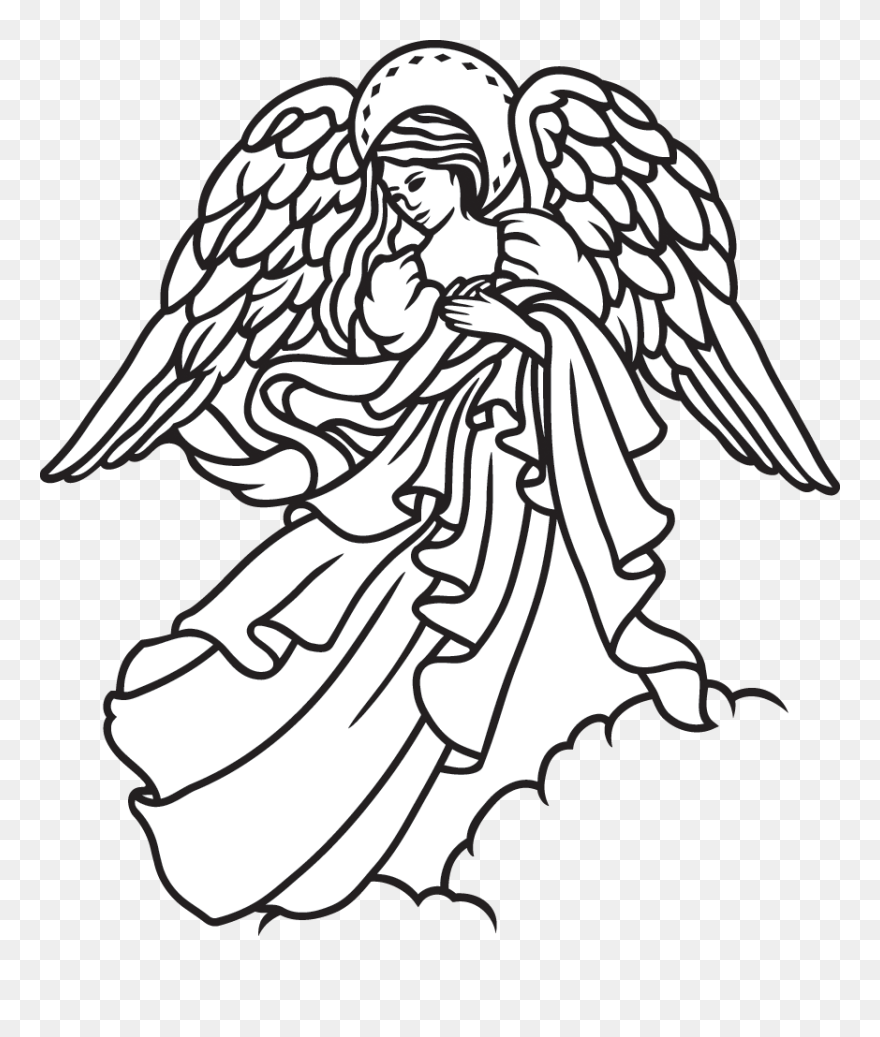 Transparent Weeping Angel Png - Angel Line Drawing Clipart