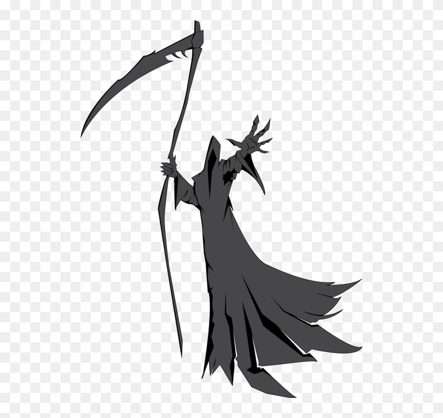 Silhouette,cold Weapon,monochrome Photography - Grim Reaper's Scythe Drawing Clipart