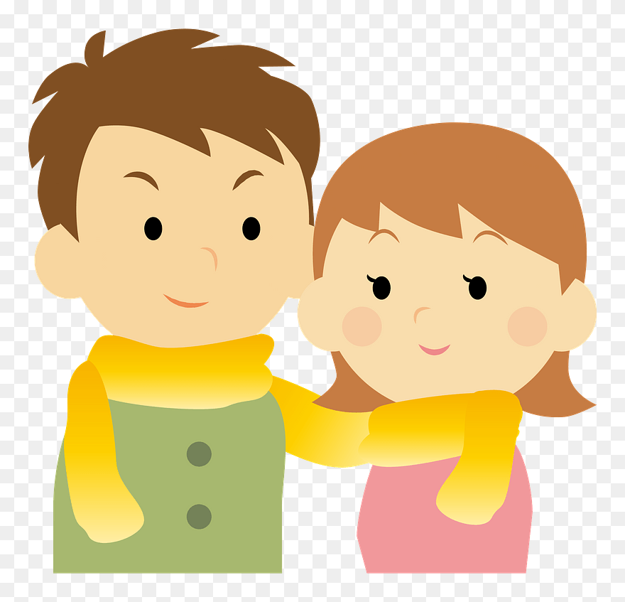 Couple Woollen Scarf Clipart - マフラー を 巻く イラスト - Png Download