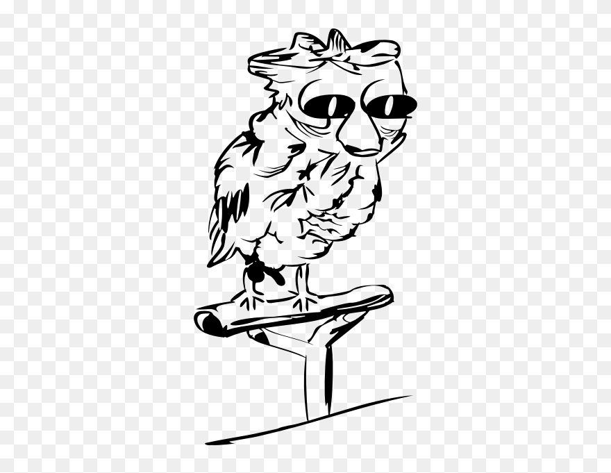 Vector Image Of Owl On A Woodstand - Vector Graphics Clipart