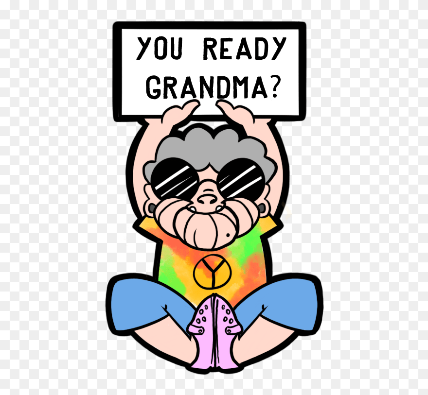 You Ready Grandma Hippie Laptop Sticker - Cartoon Clipart