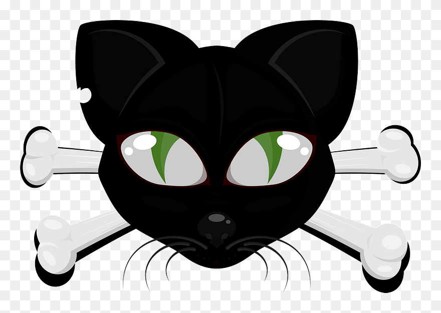 Cat Face With Bones Clipart - Clip Art - Png Download