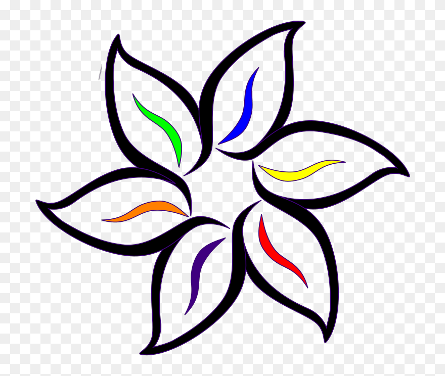 Multi-color Flower Svg Clip Arts - Clipart Simple Flower - Png Download
