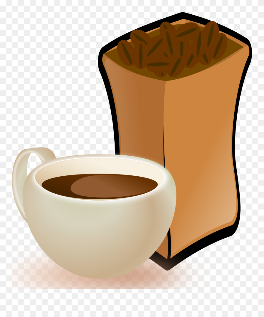 Cup Of Coffee With Sack Of Coffee Beans Svg Clip Arts - Coffee Beans Clip Art - Png Download