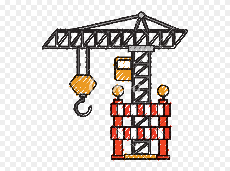 Construction Tower Crane Barricade Caution - Crane Clipart