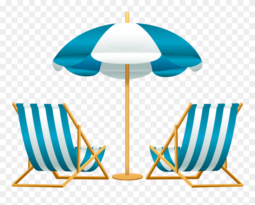 Beach Chair Umbrella Clip Art - Beach Chairs And Umbrella Clipart - Png Download