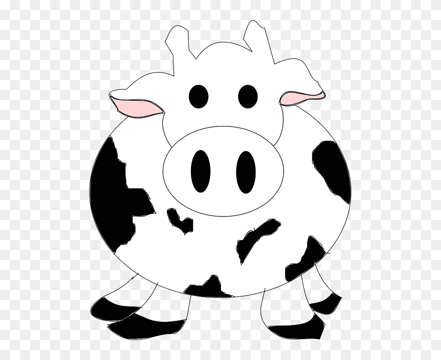 Cow, Cattle, Milk, Farm Animal, Dairy, Farm, Mammal - Sapi Vektor Hitam Putih Clipart