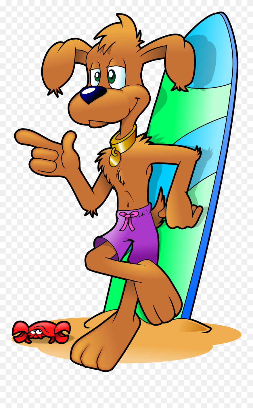 Dog On Beach Clipart Vector Free Stock Clipart - Surfers Clipart Dog - Png Download