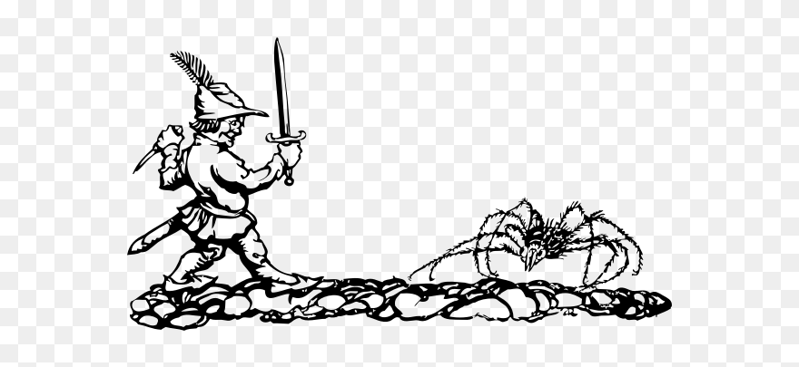 Vector Graphics Of Man Fighting A Spider - Clip Art - Png Download