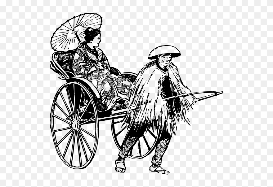Japanese Rickshaw - Chinese Cart Drawing Clipart